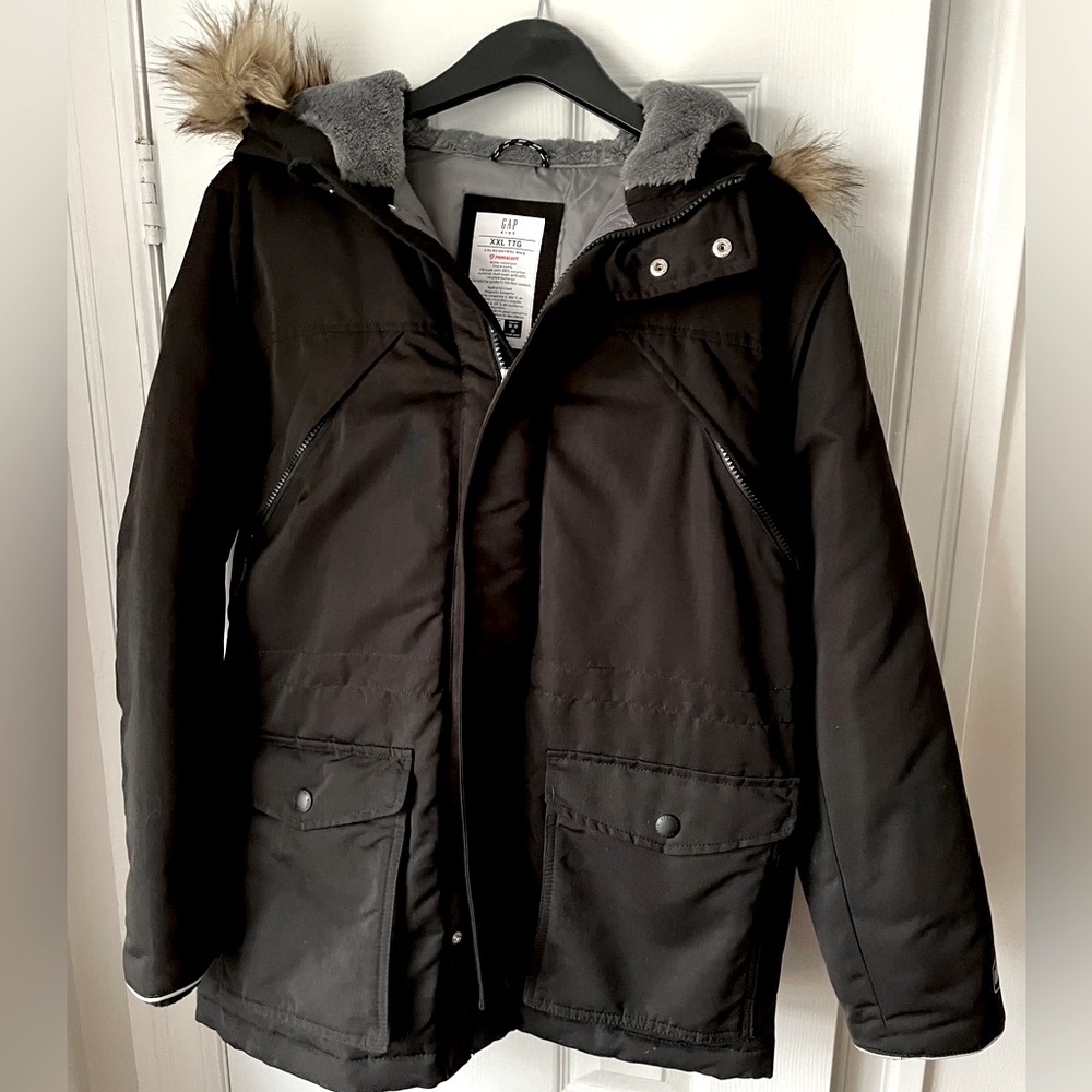Like New Gap Kids Black Parka size Youth XXL